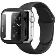 For Apple iWatch 41" 2in1 Waterproof Skin-friendly Soft Silicone Screen Protector Bumper Case and Hoop Design Replacement Band Black