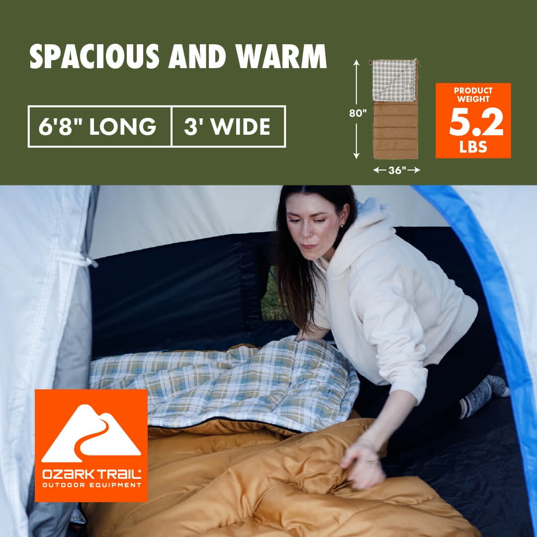 Ozark Trail 35F Flannel Lined Rectangle Adult Sleeping Bag