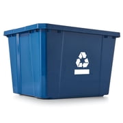 Gracious Living 17 Gallon Medium Plastic Curbside Home Recycling Bin, Blue