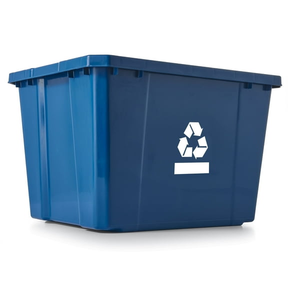 Gracious Living 17 Gallon Medium Plastic Curbside Home Recycling Bin, Blue