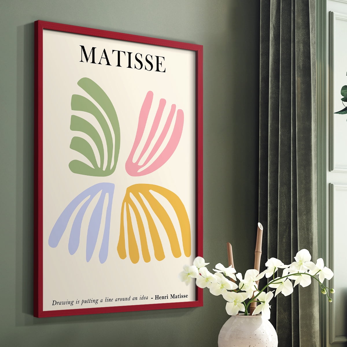 Matisse CDLXXXVIII in Red Solid Wood Framed Print No Nail Hanging