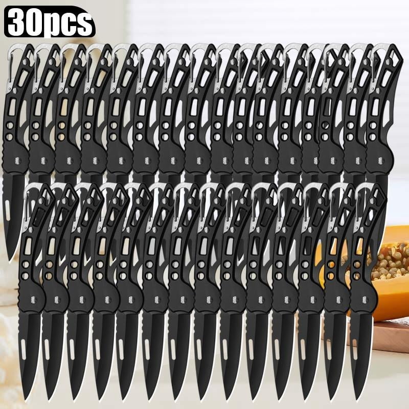 30PCS Black Multi-function Fruit Cutting Knife Boning Butcher Knife Stainless Steel Pocket Folding Knife Camping Knife Small Knife For Outdoor BBQ Meat Cleaver Utility Knife