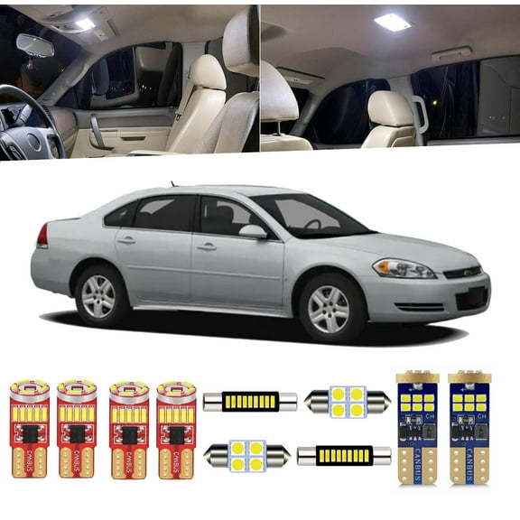 15 Piece Interior LED Lights Kit for Chevrolet Impala 2006-2012 Dome Map License Plate Light  Install Tool