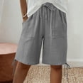 thumbnail image 2 of PIWHJQK Women Casual Drawstring Shorts Maternity High Waist Support Long Crotch Shorts Bottoms, 2 of 6