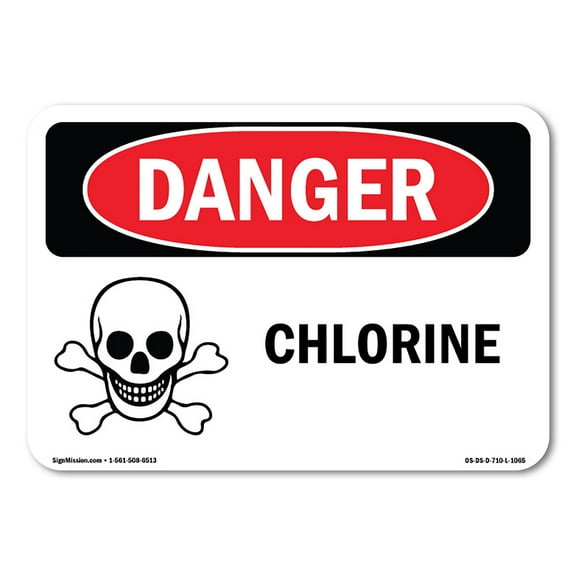 OSHA Danger Sign - Chlorine | Plastic Sign | Protect Your Business, Construction Site, Warehouse & Shop Area | Made in The USA
