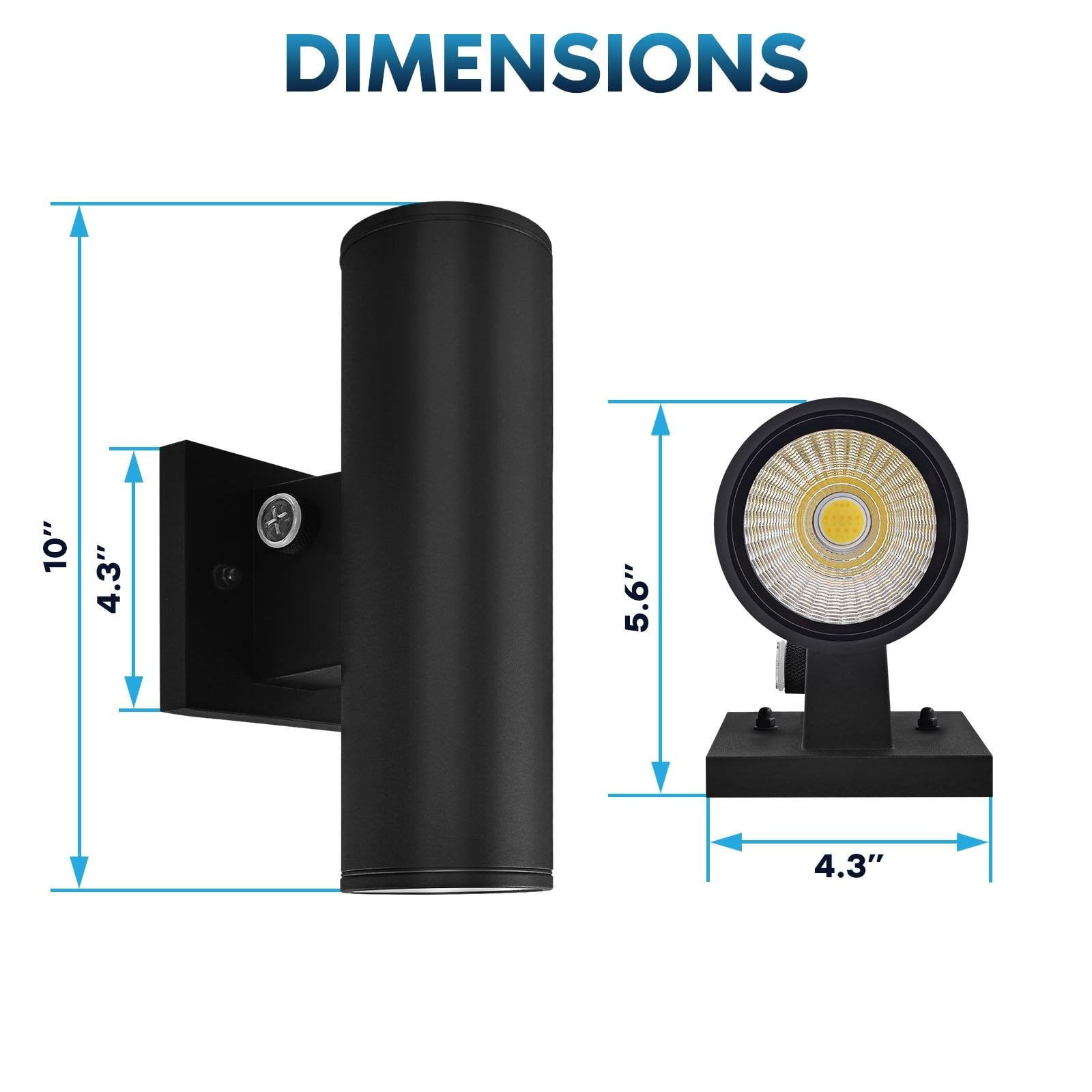 Luxrite Dusk to Dawn LED Outdoor Wall Light, 10", Up or Up and Down Light, 3CCT 3000K-5000K, 12/15/18W, IP65, ETL