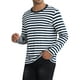 thumbnail image 4 of Camisetas de manga larga de patrón a rayas para hombres INSPIRE CHIC, cuello redondo, ajuste regular, camiseta de pullover 2XL en azul marino y blanco, 4 of 6