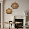 thumbnail image 5 of LittleGlovo Woven Rattan Pendant Light,Hand-Woven Water Plants Rattan Chandelier Boho Wicker Coastal Retro Ceiling Chandelier Lighting, 5 of 15