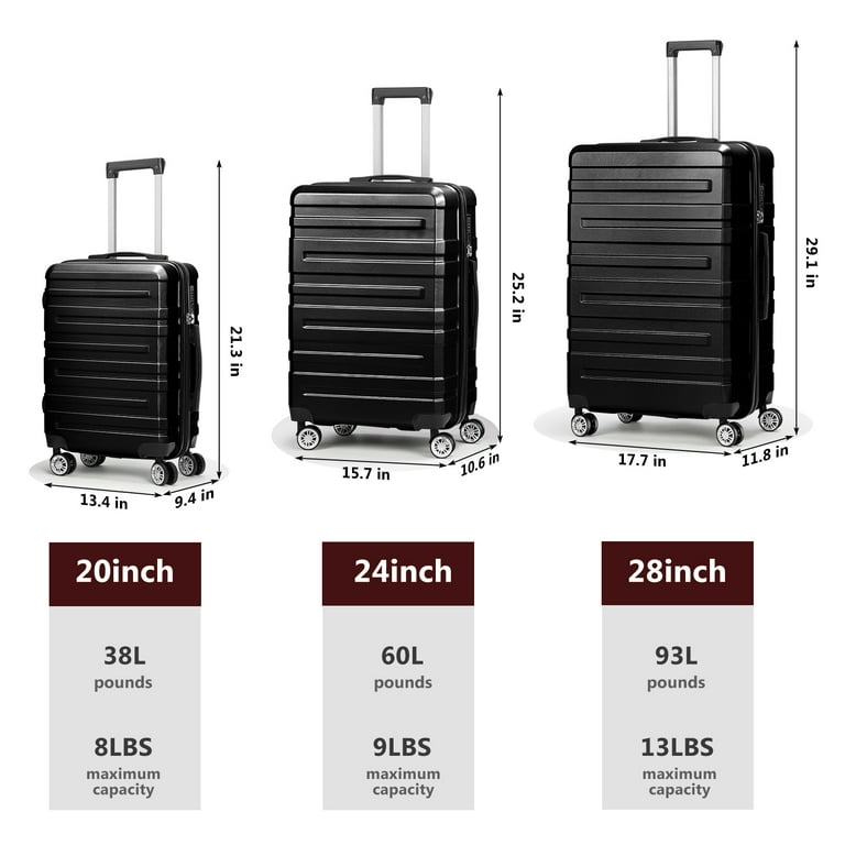 Oumilen Luggage Set, Hard Shell Spinner Suitcases with TSA Lock