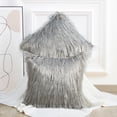thumbnail image 6 of Home Soft Things Mongolian Faux-fur Pillow Covers Luxury Fluffy Throw Pillow Case Decorative Fuzzy Cushion Cover, No Pillow Insert, Set of 2 - Grey - 20" x 20", 6 of 6