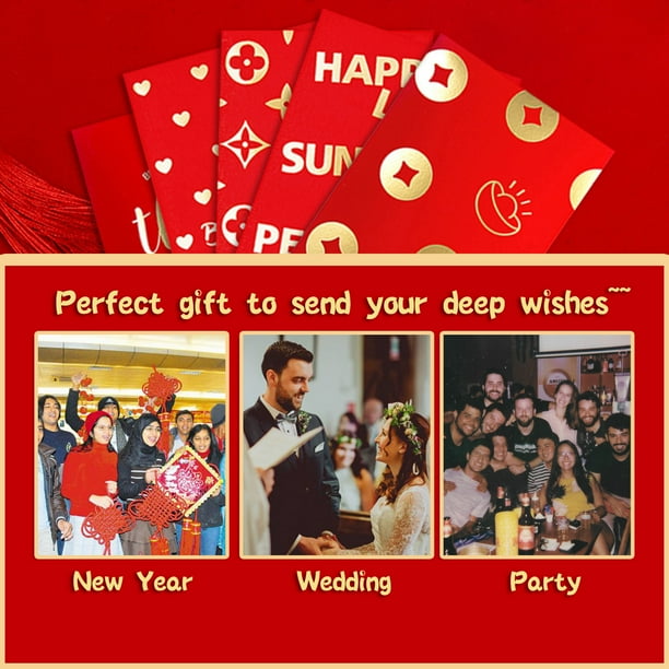 Yeacher 10PCs Chinese New Year Red Envelopes Ox Year Lucky Money Pockets  Red Packets Hong Bao Auspicious for New Year Spring Festival Wedding
