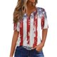 thumbnail image 1 of Camiseta para Mujer Camiseta con Estampado de Botones Manga Corta Diario Fin de Semana Moda Básica Cuello en V Top Regular Vermilion/3XL, 1 of 5