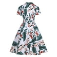 thumbnail image 3 of WISEFIN Retro Floral Print Short Sleeve Turn-down Collar Vintage Womens A-Line Dresses, 3 of 3