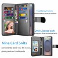 thumbnail image 3 of Wallet Case for Samsung Galaxy S25 Ultra Wallet Case 6.8" 5G (2025), [9 Card Slots] Luxury PU Leather Credit Holder Carrying Folio Flip [Detachable] Kickstand Magnetic Phone Cover & Lanyard [Black], 3 of 6