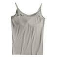 thumbnail image 4 of HOCIRET Tank Tops with Built in Bra for Women Adjustable Spaghetti Strap Cami Sleeveless Summer Tops Khaki 2XL, 4 of 5