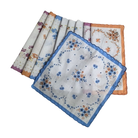Vintage Style Florals Lace Handkerchiefs 9Pieces Cotton Embroidered Hankies for Women Special Accessories