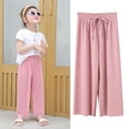thumbnail image 3 of SILVERCELL Kids Girls Loose Casual Ice Silk Wide Leg Ninth Pants Versatile High Waist pants for Girls 3-14 Years Old, 3 of 3