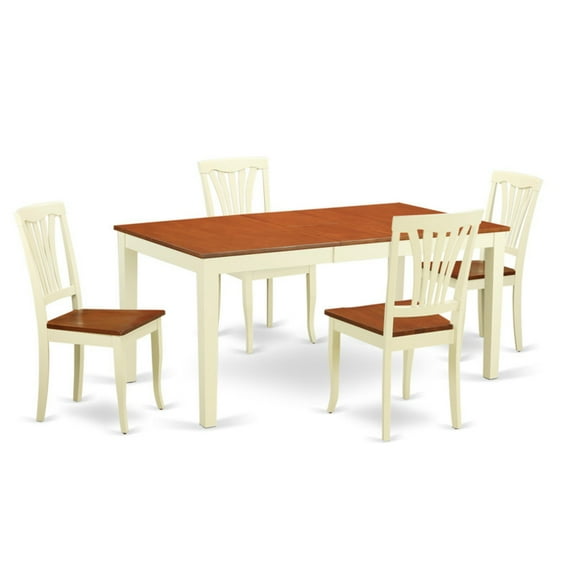 East West Furniture Nicoli 5 Piece Lath Back Dining Table Set