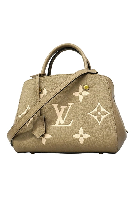 Pre-Owned Louis Vuitton Monogram Empreinte Bicolor Montaigne BB Handbag M45489 Tourterelle...