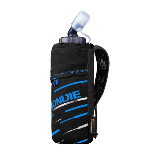 Botella de agua corriente portátil con portabidón de 420 ml, bolsa de almacenamiento, bolsa de agua para senderismo, ciclismo - Negro Sunnimix correa portadora de botella deportiva