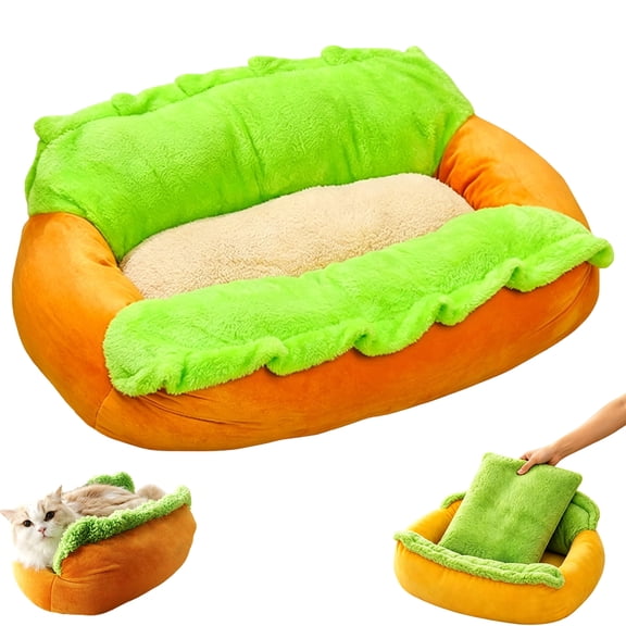 Hotdog Dog Bed,Non Slip Soft and Plush,Removable & Washable Sleeping Pet Beds for Small Dogs Cats