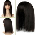 thumbnail image 3 of 14" Hair Topper with Bangs Clip in Top Extensions 200% Density Silk Base Top Hairpieces Straight Crown Wiglet for Thinning  Hair Women, 3 of 10