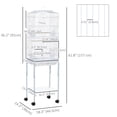 thumbnail image 3 of PawHut 62" Large Rolling Bird Cage Cockatiel Play House Perch Swing, White, 3 of 10