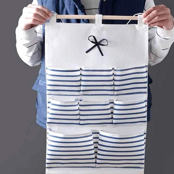 2 Bolsas De Almacenamiento Colgantes De Lino - 3 Bolsillos, 60x20 Cm, Para Puerta O Pared