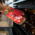 thumbnail image 4 of 2pcs Christmas Cotton Oven Mitts, Merry Christmas Heat Resistant Gloves, Non-Slip Kitchen Supplies, Polyester Insulation Mat for Baking, Microwave & Oven Use, Festive Holiday Decor, 4 of 7