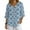Blue Floral Geometric, variant on Water Lily Leaves Weeping Willow Print Womens Button Down Shirts Short Sleeve Button Up Shirt Linen V Neck Casual Loose Tops Blouses, 3XL