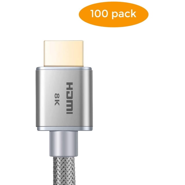 Buyer’s Point Ultra High Speed HDMI 2.1 Cable Dynamic HDR 1.8M (6ft) 8K 120Hz, 48Gbps, Dolby Vision, eARC, Compatible with Apple TV, Nintendo Switch, Roku, Xbox, PS4, Projector Pack of 100 Gray