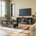 LINSY HOME Modern Farmhouse TV Stand for TVs up to 65",Home Entertainment Center with Storage