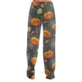 thumbnail image 6 of Watercolor Spiderweb Halloween Pajama Pants for Women, Fuzzy Lounge Bottoms with Pumpkin & Ghost Print, Soft Elastic Waist Flannel Sleep Trousers, 1 Pair Saffron XXXL, 6 of 6