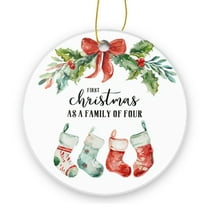 First Christmas As A Family of Four - Christmas Ornament Xmas Keepsake Ceramic Ornaments Holiday Decorations for Tree Christmas Gift Ideas 2.95in