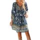 thumbnail image 4 of Lucakuins - Vestido de playa corto de verano para mujer, manga larga, cuello en V, estilo bohemio, vintage, floral Lucakuins  S-XL, 4 of 9