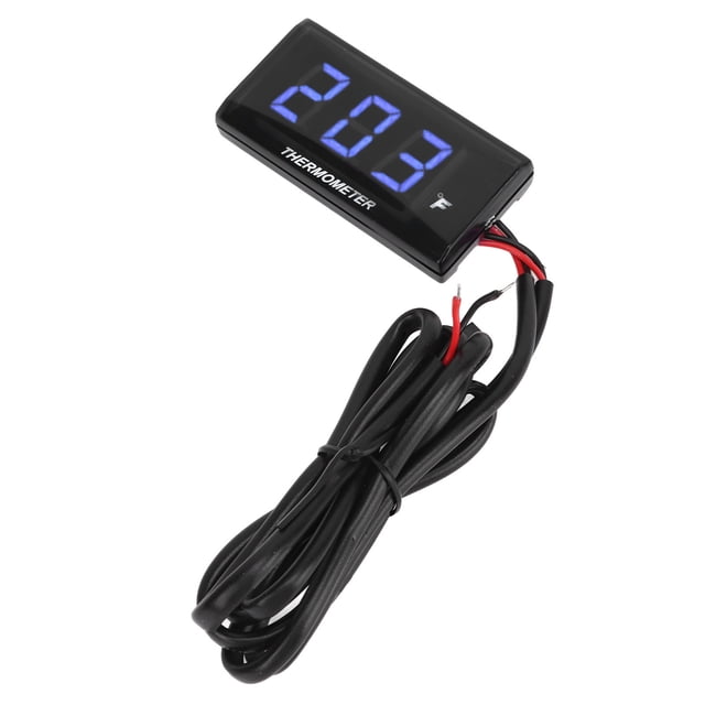 Medidor digital de temperatura del agua para motocicleta LCD ultrafino de 12 V CC con adaptador de sensor de 18 mm para la mayoría de las motocicletas Azul