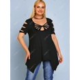thumbnail image 2 of Camiseta de Pañuelo Escotado Estratificado de Escalera de Talla Extra Rosegal  Camisetas tallas grandes, 2 of 5