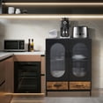 thumbnail image 5 of Costway Kitchen Storage Cabinet Freestanding Buffet Sideboard w/ 2 Glass Doors & Drawers, 5 of 10