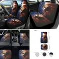 thumbnail image 2 of Jeiento Eagle Car Seat Cover Full Set Floor Mats US Flag Steering Wheel Cover Seatbelt Pad Armrest Cover Cup Coaster Keychains Patriotic 4Th of July Universal Auto Interior Accessories Set 17 Pack, 2 of 8