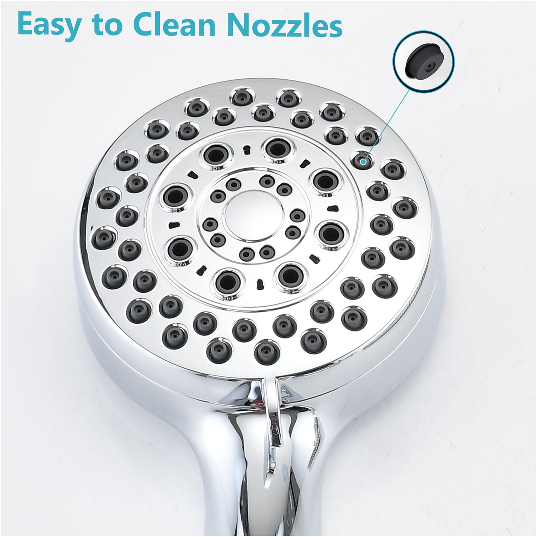 JERFIT 5-Spray High Pressure Handheld Shower Head with Hose, Wall Mount Chrome Showerhead for Powerful Rain Massage, Water Efficient, Easy Install