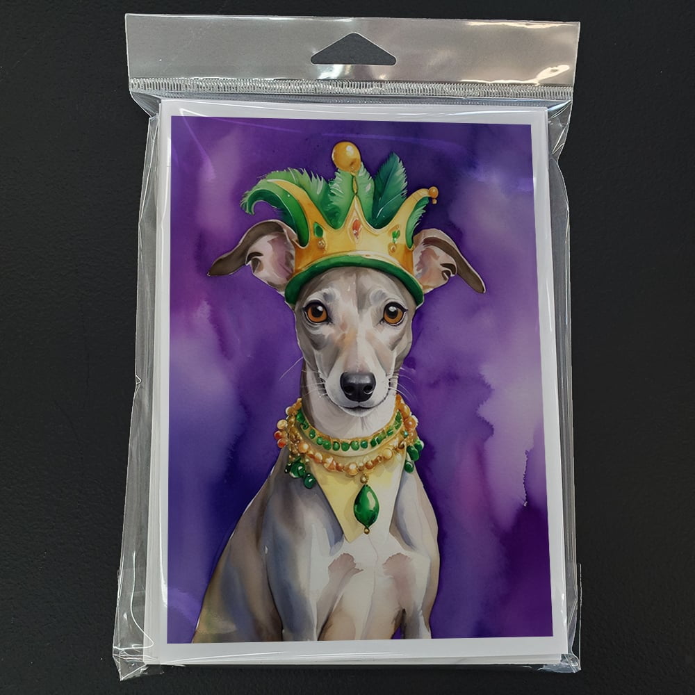 Whippet King of Mardi Gras Greeting Cards Pack of 8 7 in x 5 in