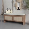 thumbnail image 2 of Atumcto Entryway Storage Bench with Cushion, Rattan Door Shoe Cabinet with Storage for Hallway, Living Room, Natural, 2 of 9