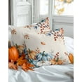 thumbnail image 2 of Fall Throw Pillow Covers&nbsp;18x18 Inch Set of 2 Orange Pumpkin Decorative Pillow Covers Blue Pumpkin Leaves Cushion Cover Pillowcase for Sofa Couch Bed Home Decor, 2 of 9