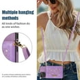 thumbnail image 3 of Feishell Crossbody Wallet Women Case for iPhone 13 mini,[RFID Blocking] Credit Card Holder Phone Case with Strap,PU Leather Purse with Lanyard Bling Flip Cover For iPhone 13 mini, Purple, 3 of 10