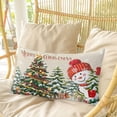 thumbnail image 4 of Beige Snowman Christmas Pillow Covers, Linen Long Throw Pillow Case, Xmas Tree Snowflake Winter Rustic Holiday Pillow Protector Decorative Cushion Cover for Living Room/Bedroom 12" x 20", 4 of 8