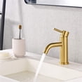 thumbnail image 2 of Stainless Steel Basin Faucet Brushed Golden Bathroom Washbasin Cold Hot Faucet, 2 of 9