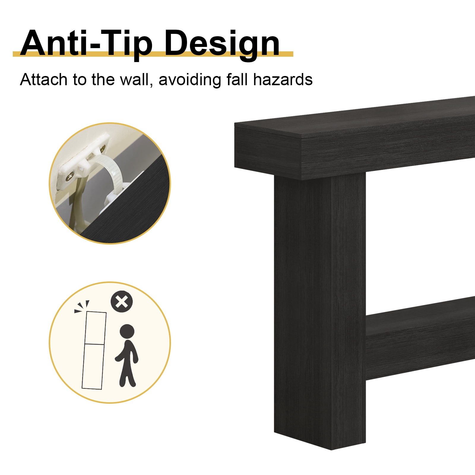 Tarnorci Wooden Console Table,  Behind the Couch, Farmhouse Entryway Table for Hallway, Living Room, Black