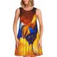 thumbnail image 1 of Fotbe Colorful Rooster Vestido de Verano sin Mangas para Mujer – Vestido Midi Línea A, Estilo Camiseta Floral, Vestido Playero Casual y Fluido, 1 of 7