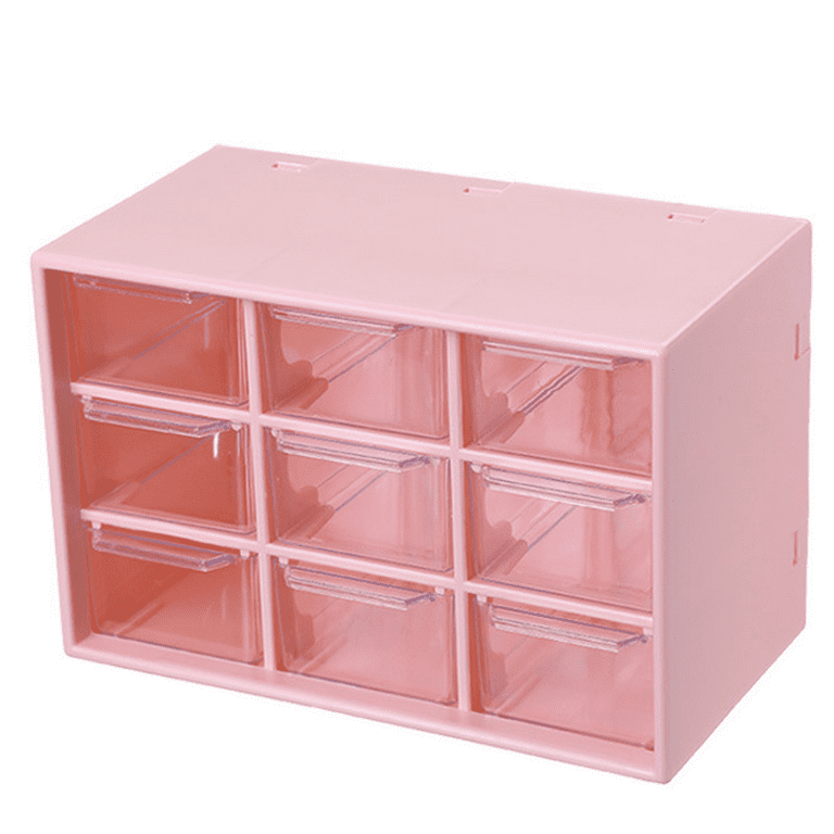 Mini Plastic Drawer Organizer, Art Craft Organizers And Storage In Desk,  Vanity In Home Or Office, 9 Removable Drawers For Diy Crafts, Art Supply,  Office Supplies And Jewelry (Pink) 