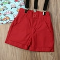 thumbnail image 4 of Qiylii Boy Gentleman Clothes Sets Cartoon Car Print Vest + Suspender Shorts, 4 of 7